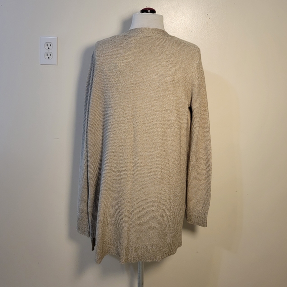 Cotton Emporium (Women's M) "Vallerie" Pocket Beige Open Front Cardigan Sweater - Picture 3 of 7